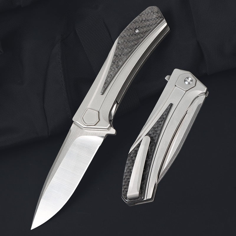 8'' New VG10 Blade Full T4C Titanium Handle Pocket Camping Folding Knife VTF18