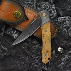 8'' New VG10 Damascus Blade Wood Handle Camping Pocket Folding Tool VTF183