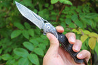8'' New Fast Opening VG10 Damascus Blade Ebony Handle Pocket Folding Tool VTF72