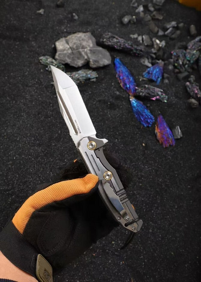 8'' New M390 Blade 420Z2 Steel Handle Folding Camping Knife VTF20