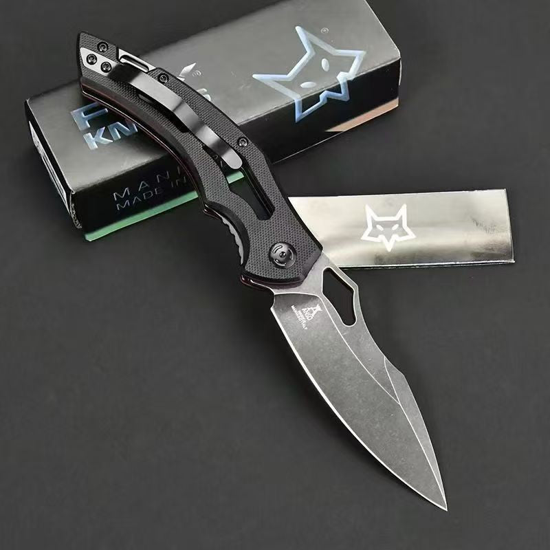 New N690 Steel Blade G10 Handle Folding Camping Knife VTF07