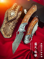 8'' New Folding Tool VG10 Damascus Blade Wood Handle Camping Tool VTF103
