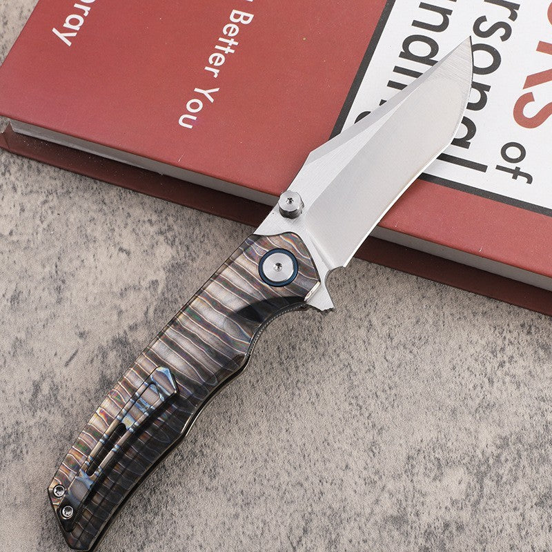 New CNC VG10 Steel Blade Full T4C Titanium Handle Pocket Camping Collection Folding Knife VTF25