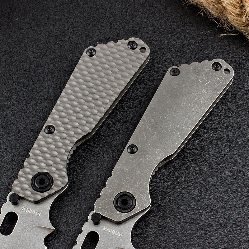 8.5'' New CNC Stone Wash D2 Blade Full T4C Titanium Handle Folding Camping Pocket Knife DF89