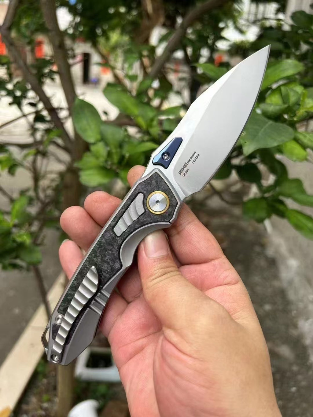 8''New 14C28N Blade Full T4C Titanium Handle Pocket Camping Folding Knife VTF203