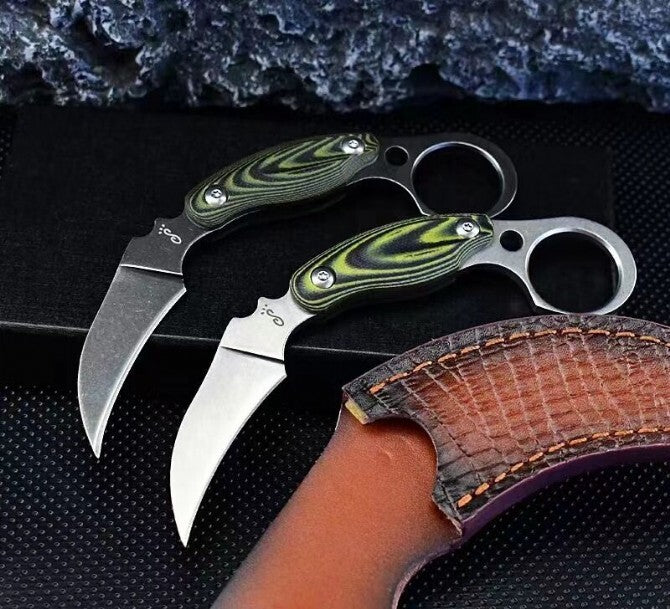 New Stone Wash D2 Fixed Blade G10 Handle Collection Claw EDC Knife C12