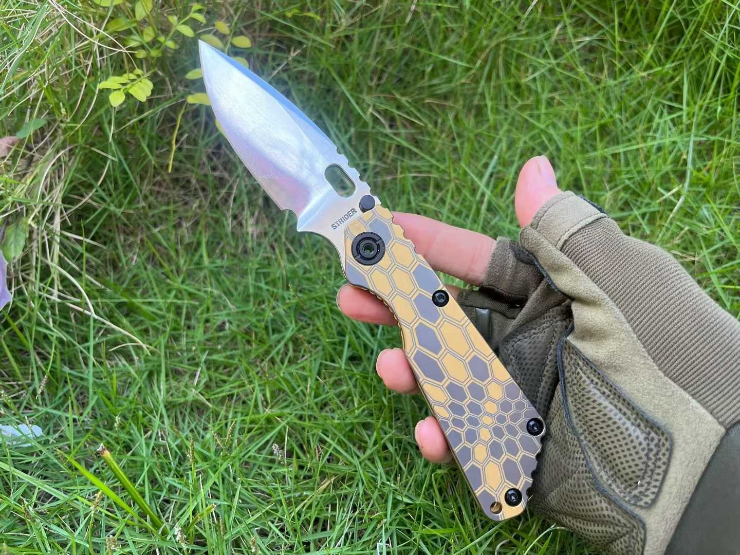 8'' New FoldingKnife Mirror Light D2 Blade Full T4C Titanium Handle PocketKnife DF11