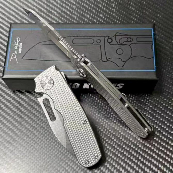 7'' New S35VN Blade Full T4C Titanium Handle Folding Camping Pocket Knife VTF83T