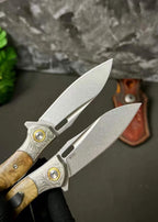 7''New Manual Folding Tool Stone Wash M390 Blade Wood Handle Pocket Tool VTF88