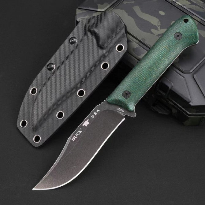 9'' New Stone Wash 14C28N Blade Linen Handle Camping Knife VTH72