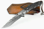 8'' New Fast Opening VG10 Damascus Blade Ebony Handle Pocket Folding Tool VTF72