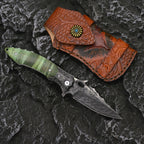 8'' New Fast Opening VG10 Damascus Blade Wood Handle Pocket Folding Tool VTF22