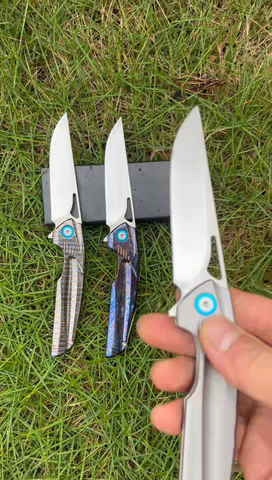 New Manual Folding Knife D2 Steel Blade Full T4C Titanium Handle Pocket Camping Knife DF47