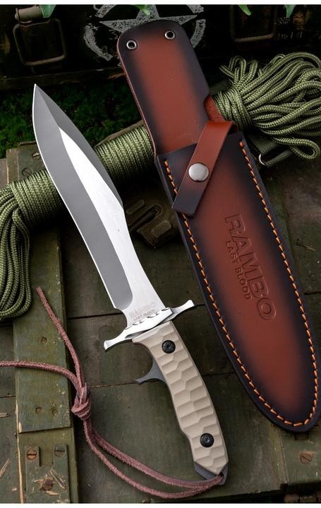 New Rambo Fixed Blade 9Cr18Mov Steel G10 Handle Camping MK9
