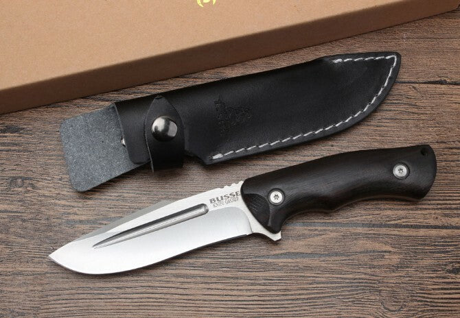 9'' New 440 Steel Fixed Blade Wood Handle Camping Knife VTH126
