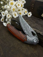 8'' New Folding Tool VG10 Damascus Blade Wood Handle Camping Tool VTF41