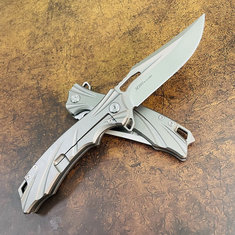 New Folding Knife M390 Blade Full T4C Titanium Handle Pocket Camping Knife VTF197