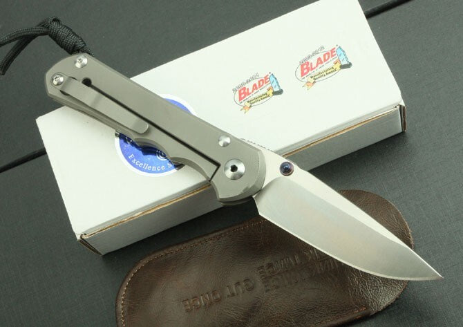 New CNC D2 Blade Sebenza 25 Style Full T4C Titanium Handle  Folding Knife DF16
