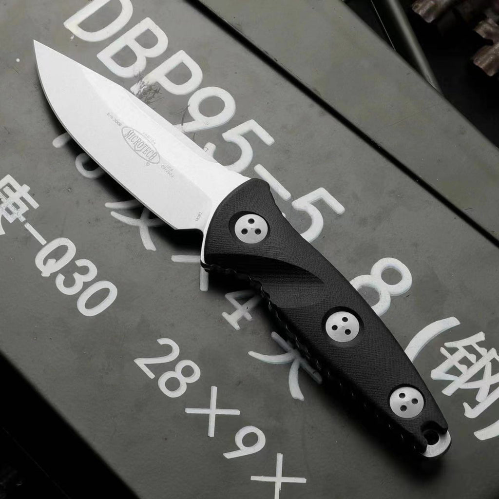 8'' New M390 Steel Stone Wash 4MM Blade G10 Handle Full Tang Camping Knife VTH74