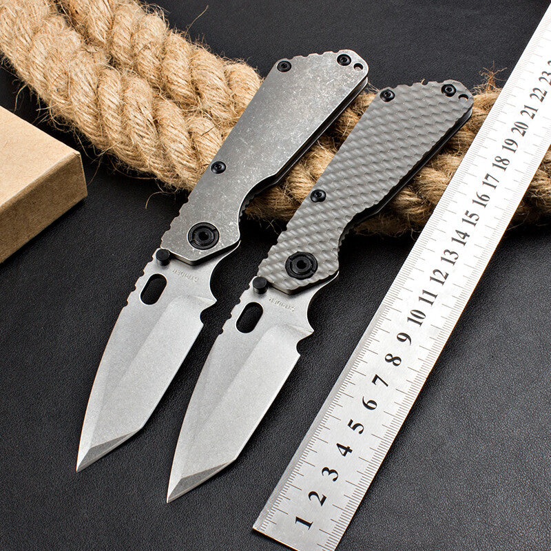 8.5'' New CNC Stone Wash D2 Blade Full T4C Titanium Handle Folding Camping Pocket Knife DF89