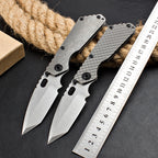 8.5'' New CNC Stone Wash D2 Blade Full T4C Titanium Handle Folding Camping Pocket Tool DF89