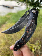 New Fast Opening VG10 Damascus Steel Blade Pocket Camping Folding Tool VTF104