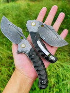 New Manual Folding VG10 Damascus Blade Ebony Handle Pocket Folding Tool VTF23