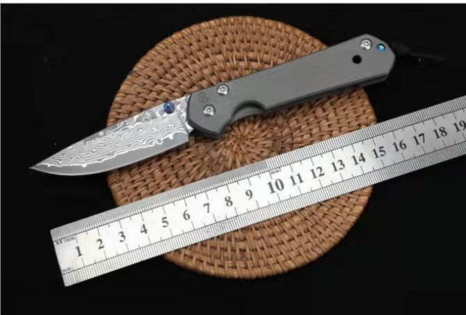 7'' New Damascus Blade Sebenza 21 Style Full T4C Titanium Handle Pocket Camping Folding DF23M