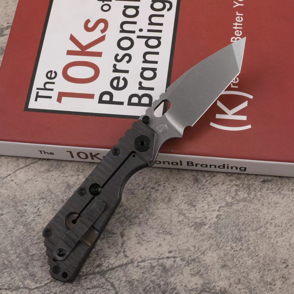 New StoneWash D2 steel Blade Full T4C Titanium Handle Pocket Camping Folding Knife DF31