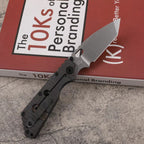 New StoneWash D2 steel Blade Full T4C Titanium Handle Pocket Camping Folding Tool DF31