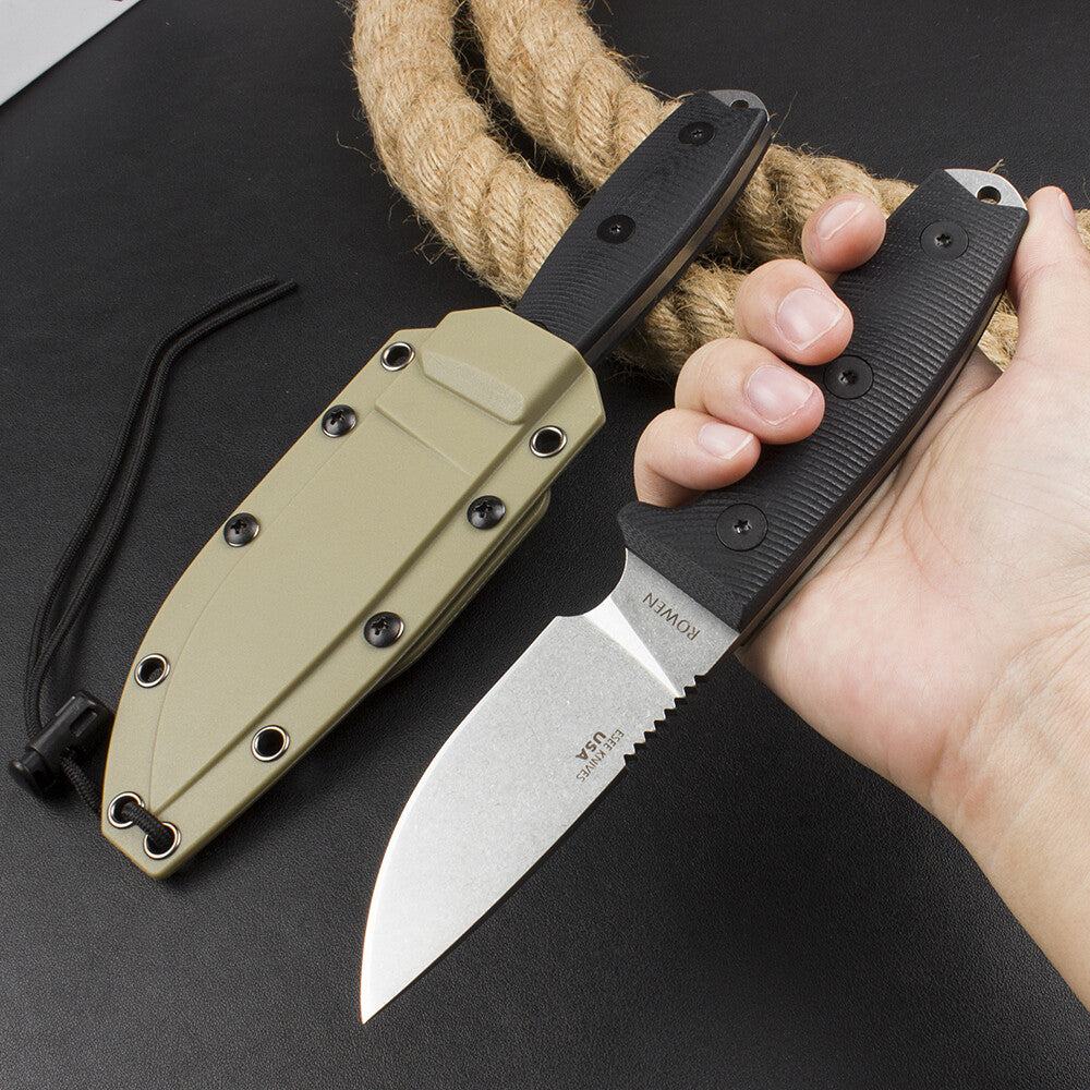 8''New CNC Stone Wash DC53 Blade G10 Handle Camping Knife VTH75