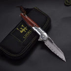 8'' New Folding Tool VG10 Damascus Blade Wood Handle Camping Tool VTF115