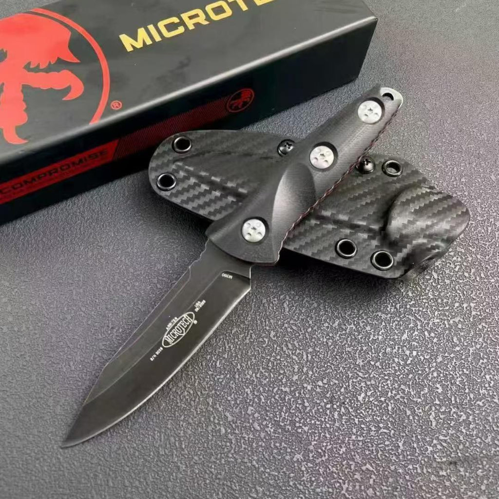 New M390 Steel Stone Wash 4MM Blade G10 Handle Full Tang Camping Knife VTH74B