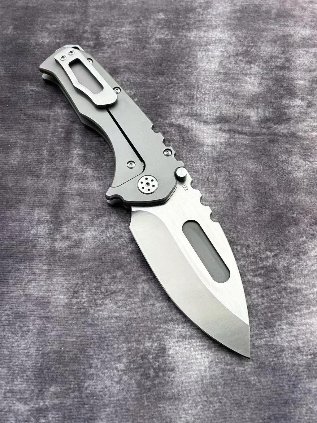 8.5''New CNC D2 Steel Blade Full T4C Titanium Handle  Pocket Camping Folding Knife VTF59T