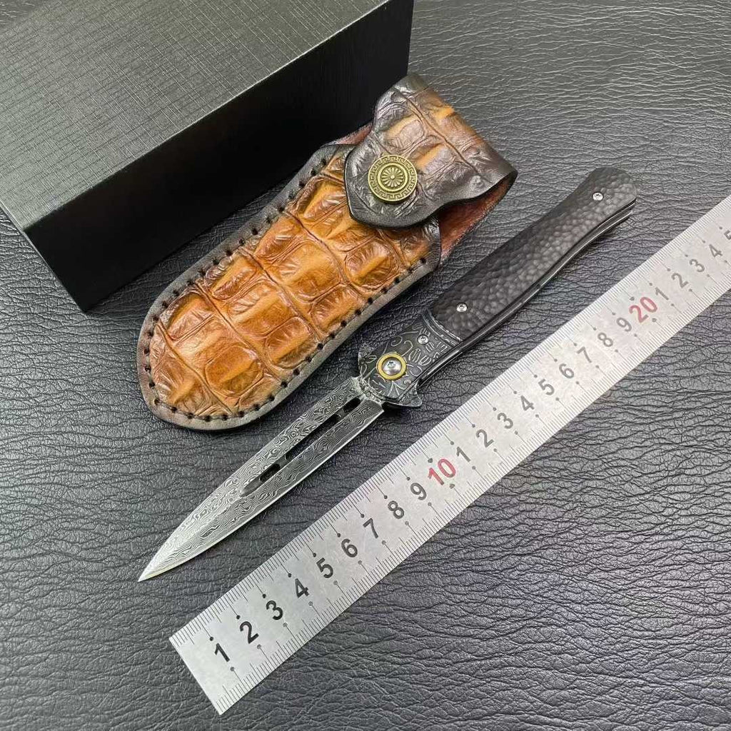 New Folding Knife VG10 Damascus Blade Wood Handle Liner Lock Knife VTF157