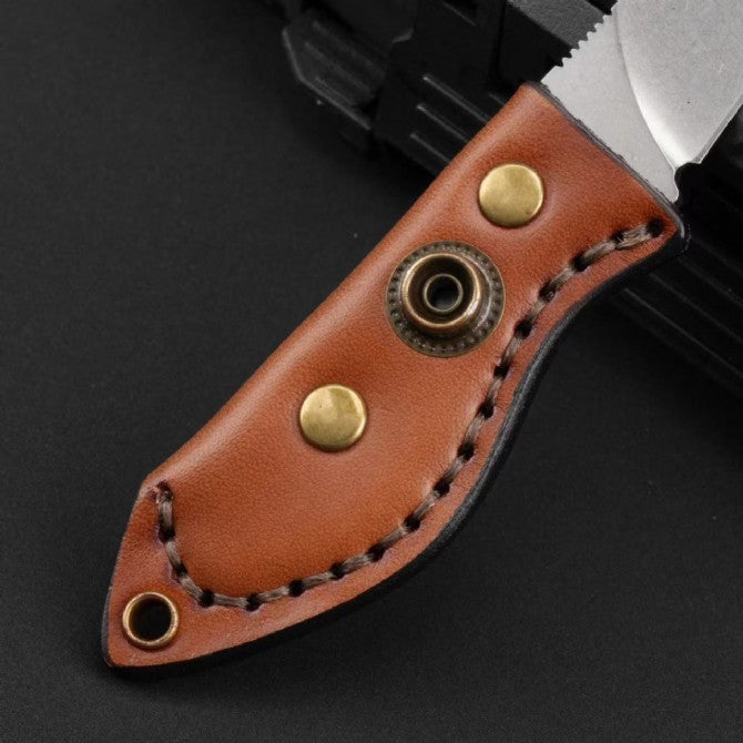 6'' New Mini DC53 Blade Leather Handle Full Tang Camping EDC Knife VTH68