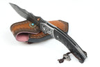 New Fast Opening VG10 Damascus Blade Ebony Handle Pocket Folding Tool VTF114