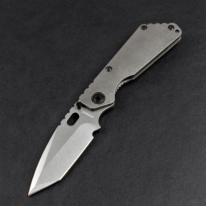 8.5'' New CNC Stone Wash D2 Blade Full T4C Titanium Handle Folding Camping Pocket Knife DF89