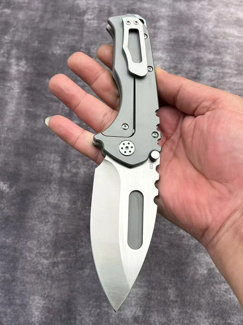 8.5''New CNC D2 Steel Blade Full T4C Titanium Handle  Pocket Camping Folding Knife VTF59T