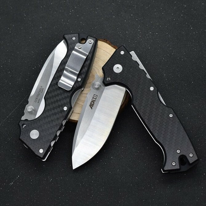 New M390 Steel Blade carbon fiber Handle Pocket Back Lock Camping Folding Knife VTF190