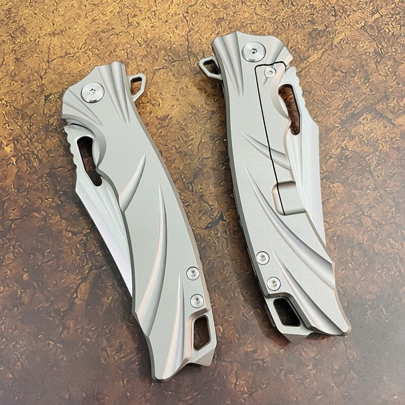 New Folding Knife M390 Blade Full T4C Titanium Handle Pocket Camping Knife VTF197