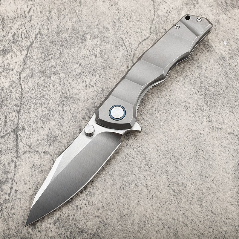 9'' New Manual VG10 Blade Full T4C Titanium Handle Pocket Camping Folding Knife VTF97