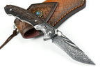 8'' New Fast Opening VG10 Damascus Blade Ebony Handle Pocket Folding Tool VTF72