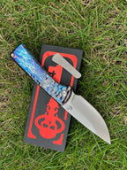 8'' New FoldingTool M390 Blade Full T4C Titanium Handle Pocket Camping Tool VTF95G