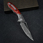 8'' New Folding Tool VG10 Damascus Blade Wood Handle Camping PocketTool VTF62