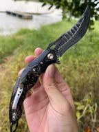 New Fast Opening VG10 Damascus Steel Blade Pocket Camping Folding Tool VTF104