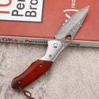 New Folding Tool VG10 Damascus Blade Wood Handle Camping Tool VTF43