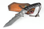 New Fast Opening VG10 Damascus Blade Ebony Handle Pocket Folding Tool VTF114