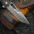 8'' New Manual Folding Tool VG10 Damascus Blade Wood Handle Pocket Tool VTF12