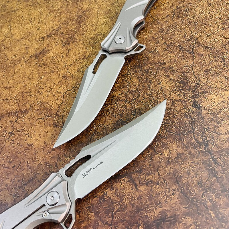 New Folding Knife M390 Blade Full T4C Titanium Handle Pocket Camping Knife VTF197